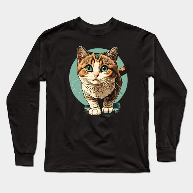 Cute Fat Cat Lover - Amazing Pastel Cat Face Long Sleeve T-Shirt by Lisa L. R. Lyons